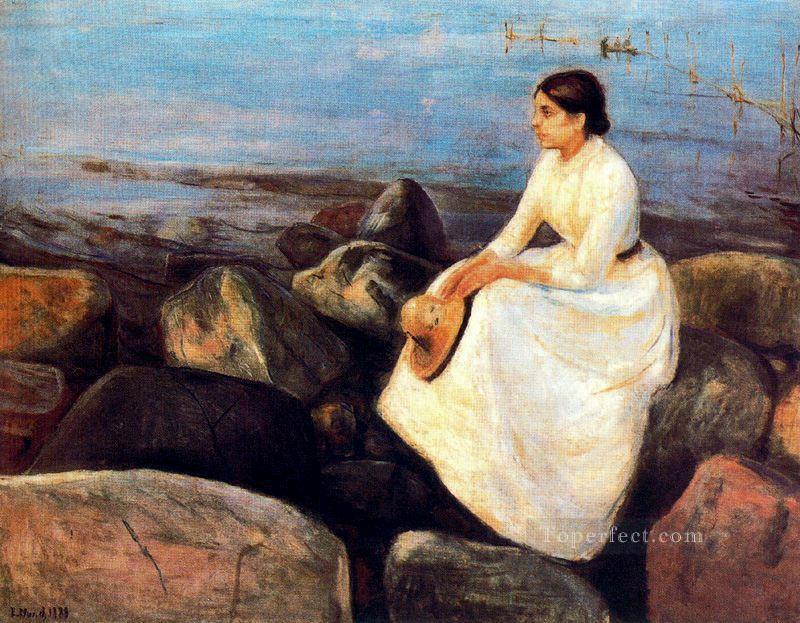 summer night inger on the shore 1889 Edvard Munch Oil Paintings